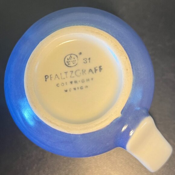 Vintage PFALTZGRAFF Hand Painted VILLA FLORA Blue & White Stoneware Mug ~ Mexico - Picture 6 of 7